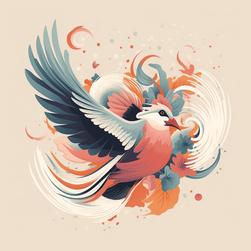 AI generated: UI/UX, dribble, A flat illustration of a bird flying with graceful movements, Transcendent, fluid li...