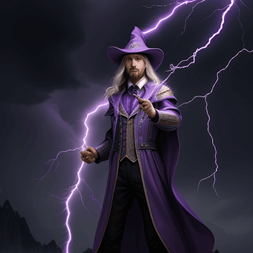 AI generated: wizard Forex purple with lightning