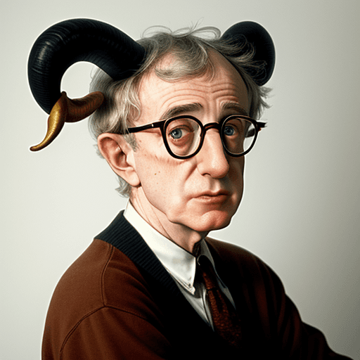 AI generated: photo of woody allen with horns
