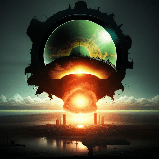 AI generated: nuclear and time, destroyed the environment, the new cifi-future opposite