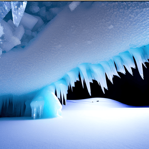 AI generated: snow storm in an ice cave.
ice crystals falling to the ground.
flat barren horizon.
Style: impressio...