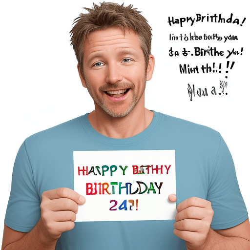 AI generated: Draw me a "Happy Birthday" picture
The man is 45 years old and has a very serous status.