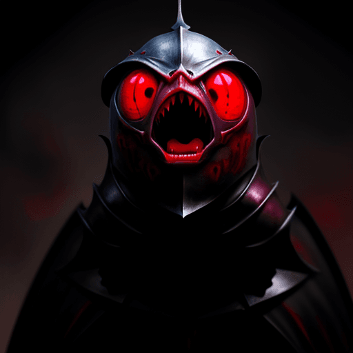 AI generated: a funny looking screaming knight,  red eyes, gorgeous, 8k , hd , colored, funny