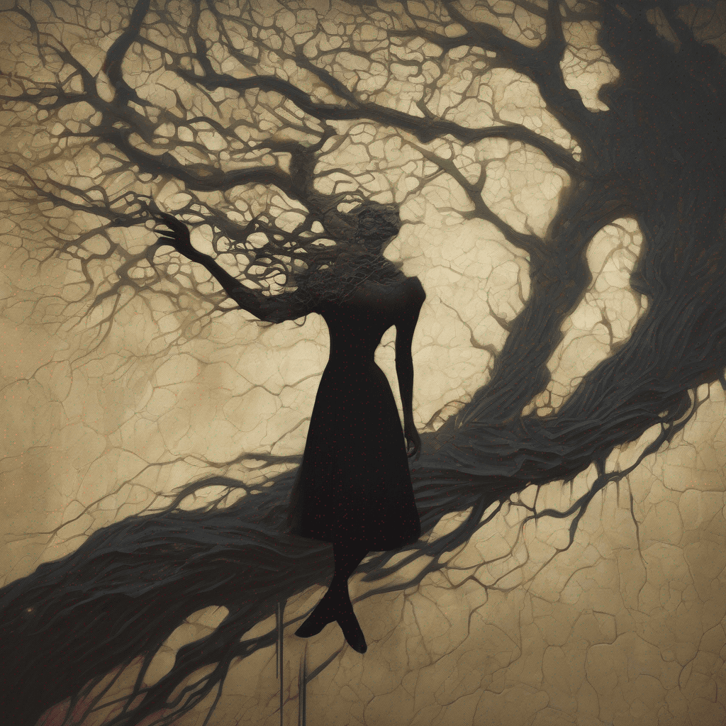 AI generated: the shadow of a tree on a wall, cosmic horror painting, elegant intricate digital painting artstatio...