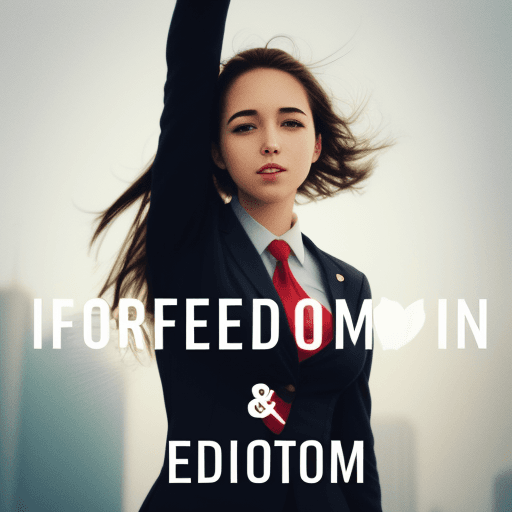 AI generated: Freedom, female, young, inspiring, education, libertarianism, politics, personal blog image