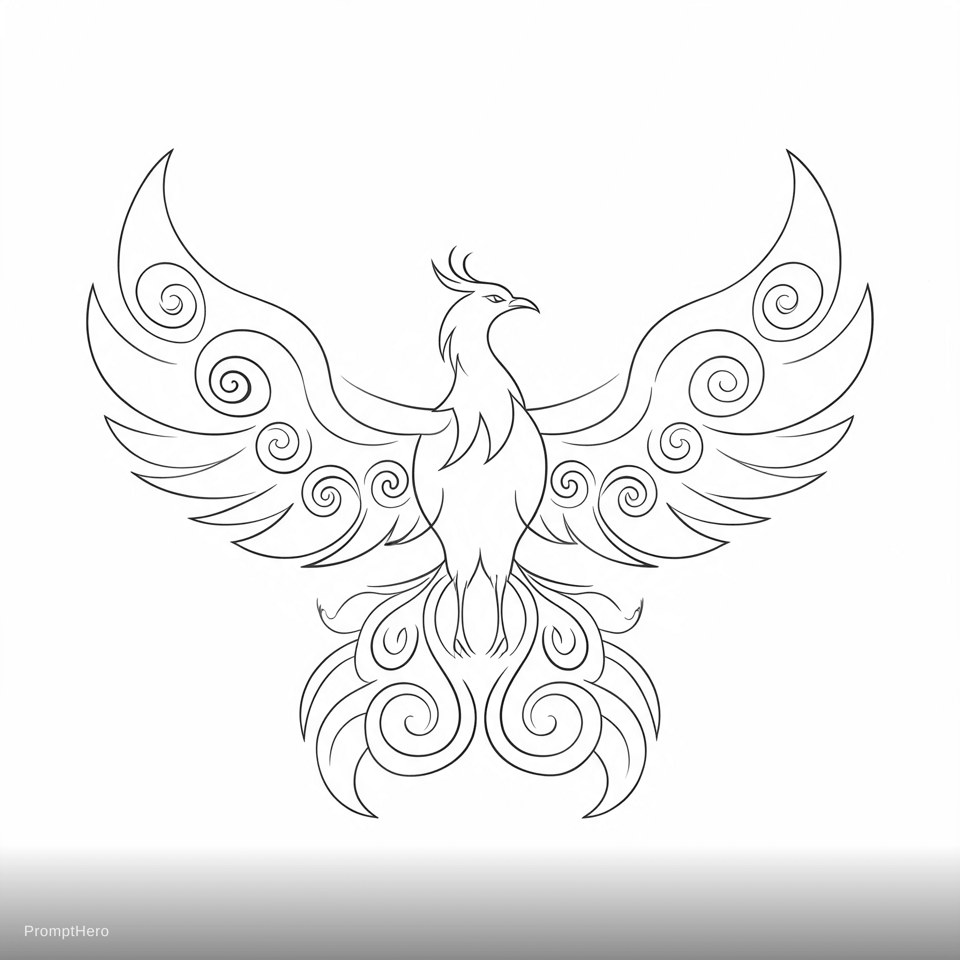 AI generated: A Phoenix sketch standing harmoniously with instructions of voltex foundations AI graphic designs