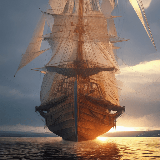 AI generated: Photo of a ultra realistic sailing ship, dramatic light, pale sunrise, cinematic lighting, battered,...