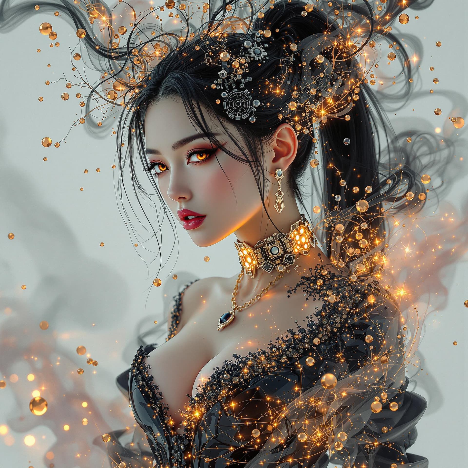 AI generated:  Create a hyper-realistic surreal portrait where reality fractures into beautiful impossibility: a m...