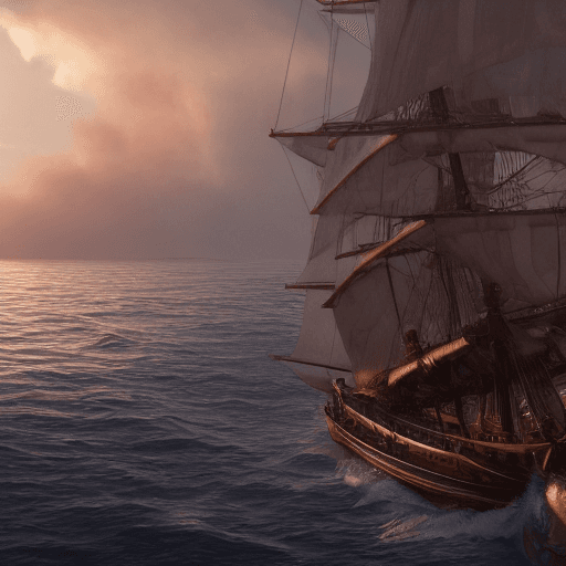 AI generated: Photo of a ultra realistic sailing ship, dramatic light, pale sunrise, cinematic lighting, battered,...
