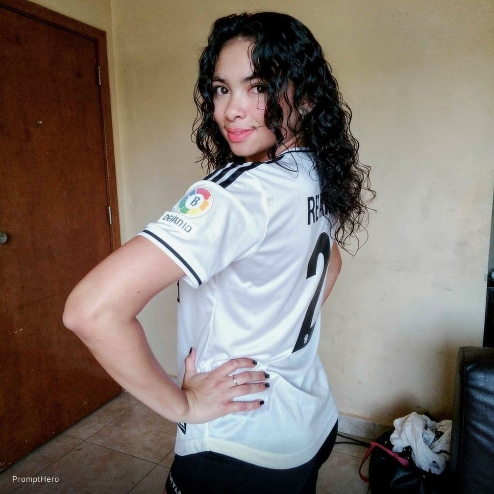 AI generated: Twerking, the woman turns around to face away from the camera, places hands firmly on her hips. She ...