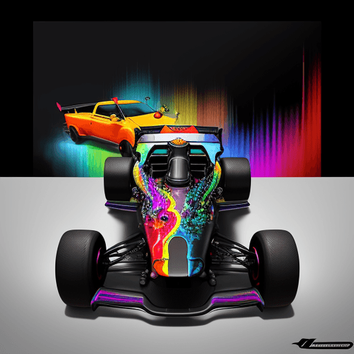 AI generated: a colorful HOTROD with a black background, a digital painting by Okuda Gensō, cgsociety, generative ...