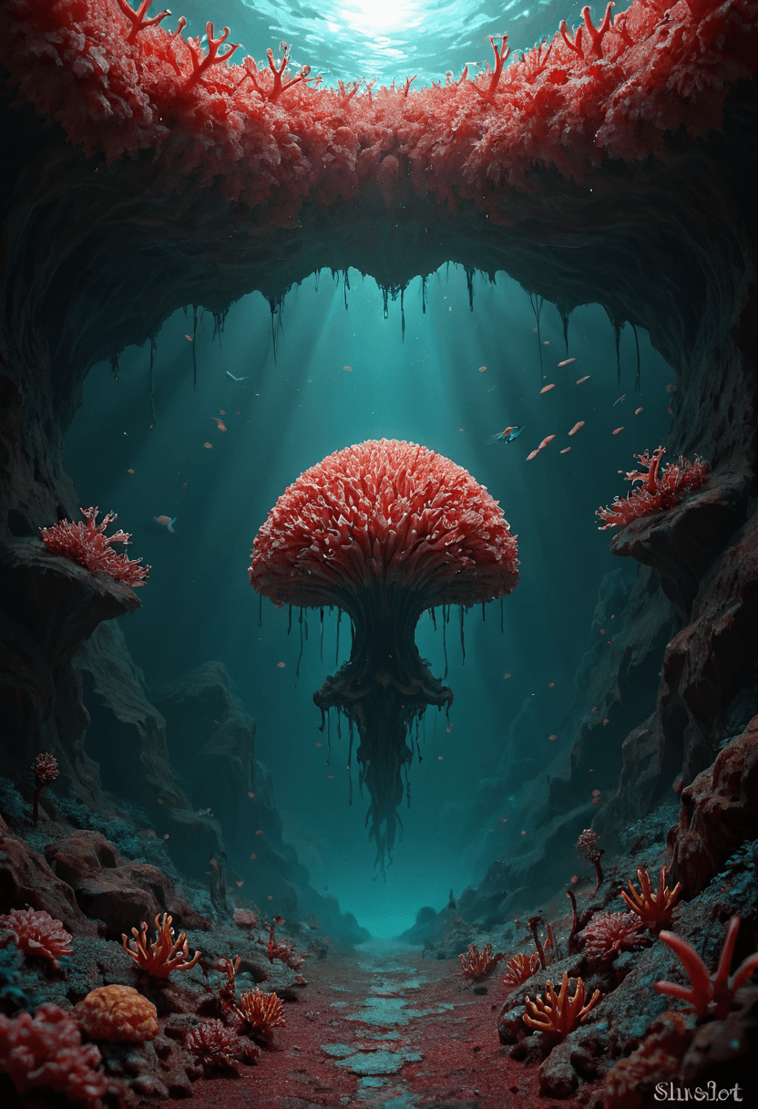 AI generated: Dreamscape A deep, alien ocean with bioluminescent plankton creating shifting waves that light up as...