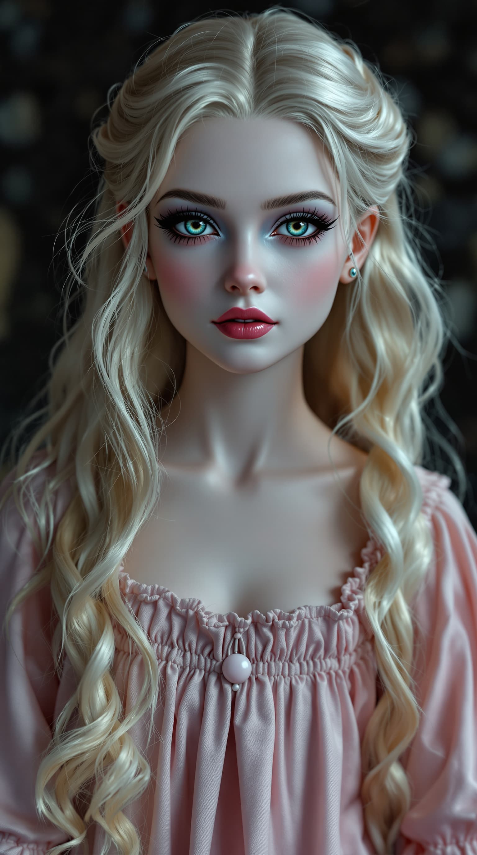 AI generated: A professional photograph showcases the most stunning porcelain figurine of Princess Charlotte at el...
