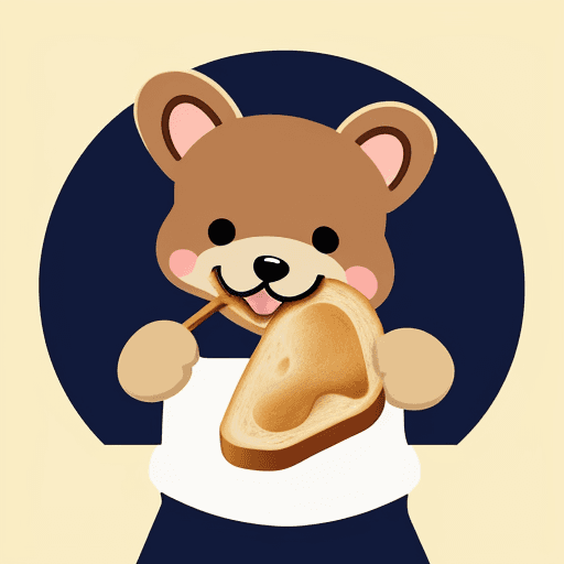 AI generated: A puppy eating toast, simple, as a logo
