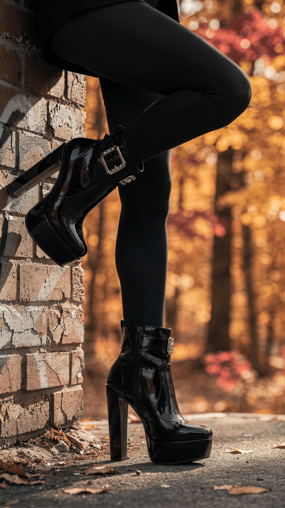 AI generated: A high-resolution fashion photography shot focusing on a person's legs from the waist down. The pers...