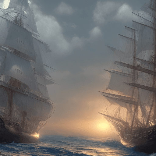 AI generated: Photo of a ultra realistic sailing ship, dramatic light, pale sunrise, cinematic lighting, battered,...
