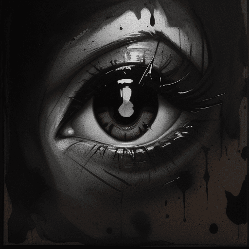 AI generated: a print of an eye splashed with paint and stains on brown paper, in the style of noir comic art, got...
