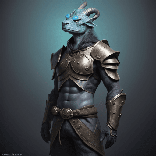 AI generated: Photo of a Dragonborn, anthro art, anthropomorphic character, character concept