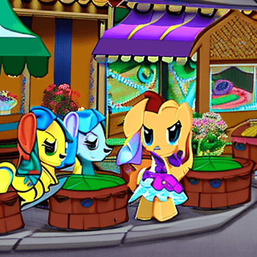 AI generated: Transport yourself to the lively town of Ponyville, the vibrant hub of friendship and community. Vis...