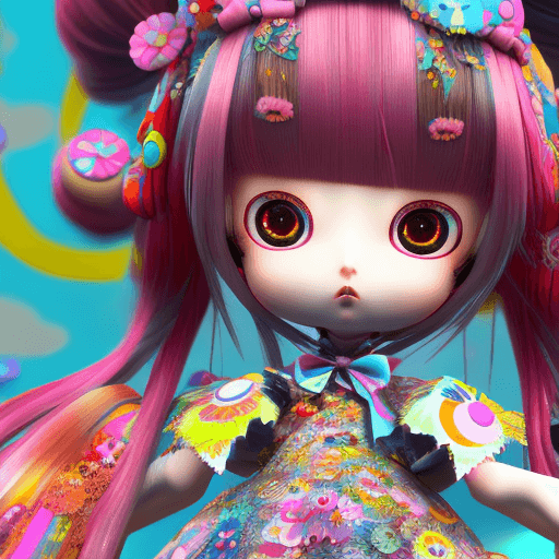 AI generated: anime doll wearing designed by Takashi Murakami, colorful, intricate detail texture, 3d render, unre...