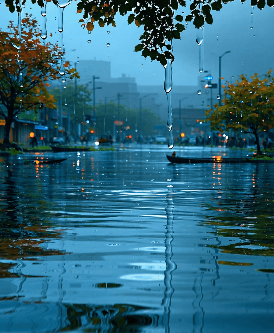 AI generated: Refine the blurry reflections on water, with no change in the component of the shot prompt .
