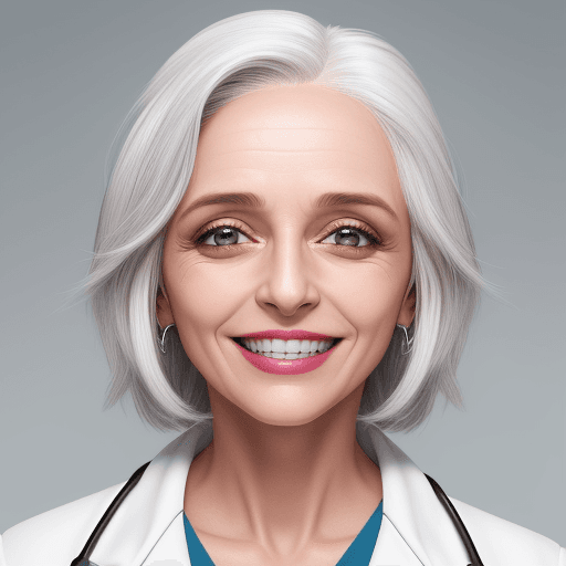 AI generated: uma mulher médica
rosto claro 
olhos escuro 
cabelo liso escuro  
sorriso pequeno 
dentes brancos 
d...