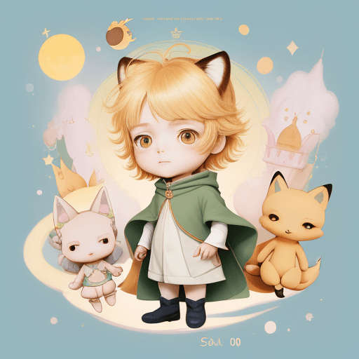 AI generated: fanart of The little Prince by Antoine de Saint-Exupéry using fox ears :: chibi style, sanrio Hello ...