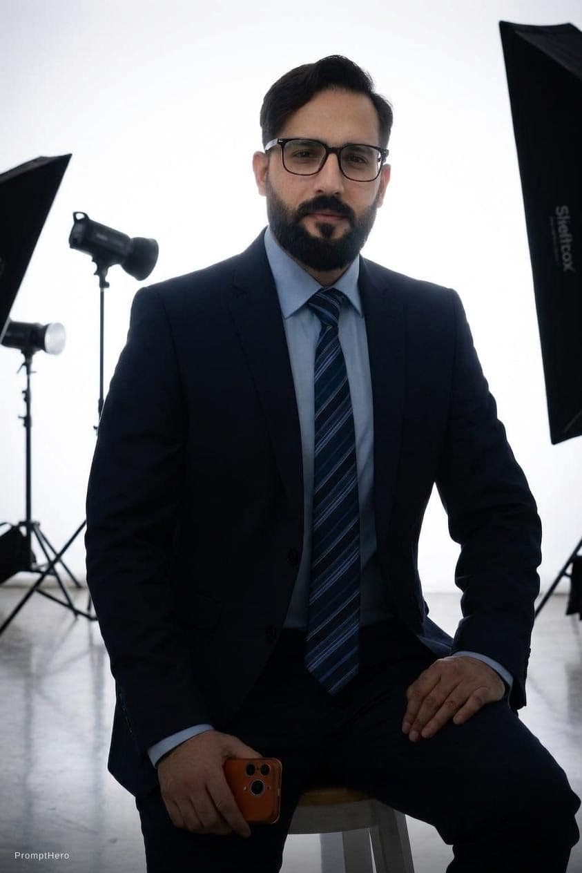 AI generated: Capture a male model's silhouette, white backdrop in photo studio, strong backlit lighting creating ...