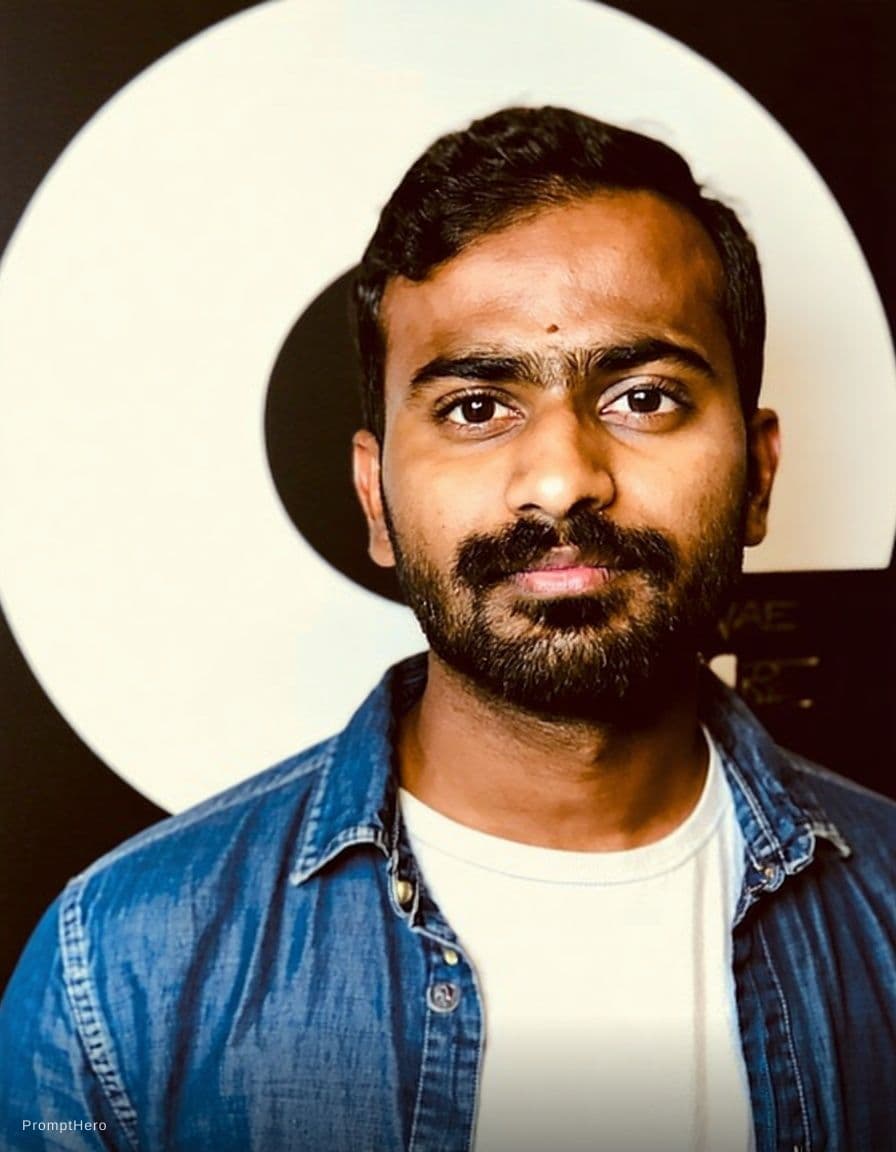 AI generated: photography, black hue, indian man model, solid black backdrop, using a camera setup that mimics a l...