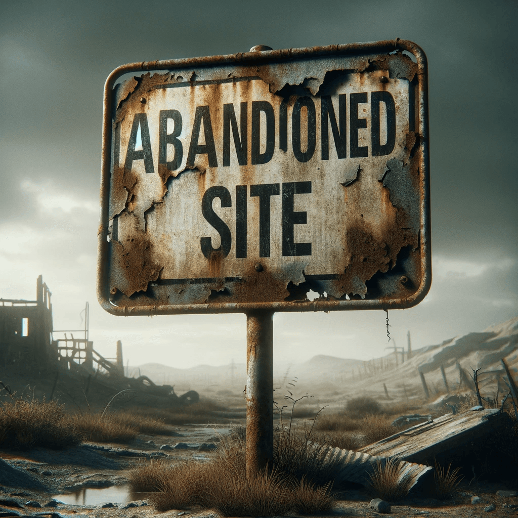 AI generated: Create a weathered post apocalyptic sign with the text "Abandoned Site"
