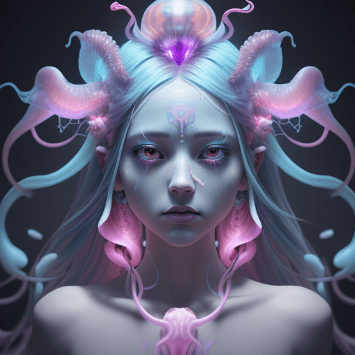 AI generated: gender party to determine the sex of the future child, smoke blue and pink colors Goddess close-up p...