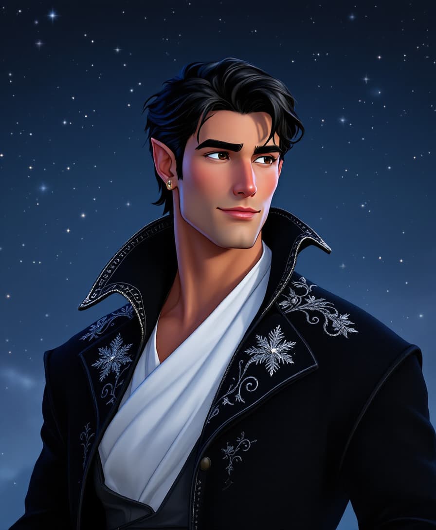 AI generated: 
2d disney 90s animation of a full body most handsome attractiveyoung man  man, clean shaven, dark h...