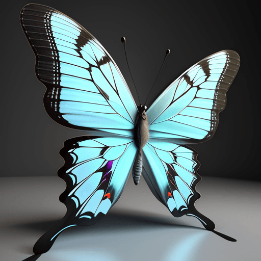 AI generated: butterfly, text "Ashwaq", typography, 3d render