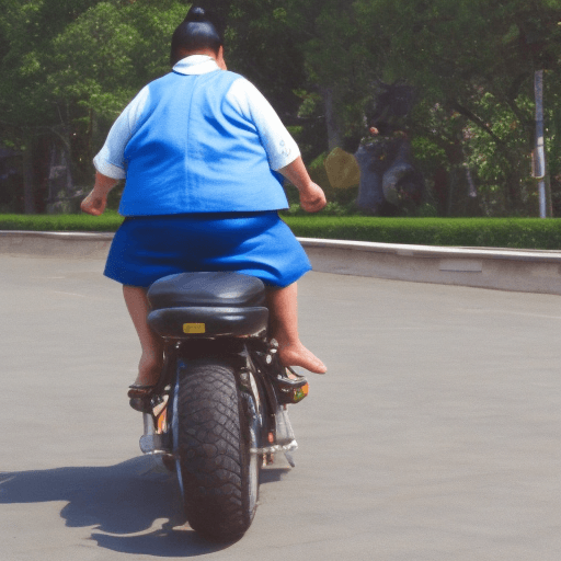 AI generated: A sumo riding bike to carry fish