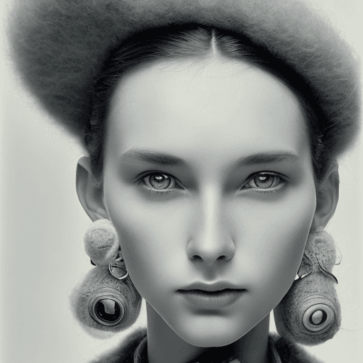 AI generated: mdjrny-v4 style 25 year old woman wearing a beret and mohair jacket in 1969 Paris, portrait taken by...