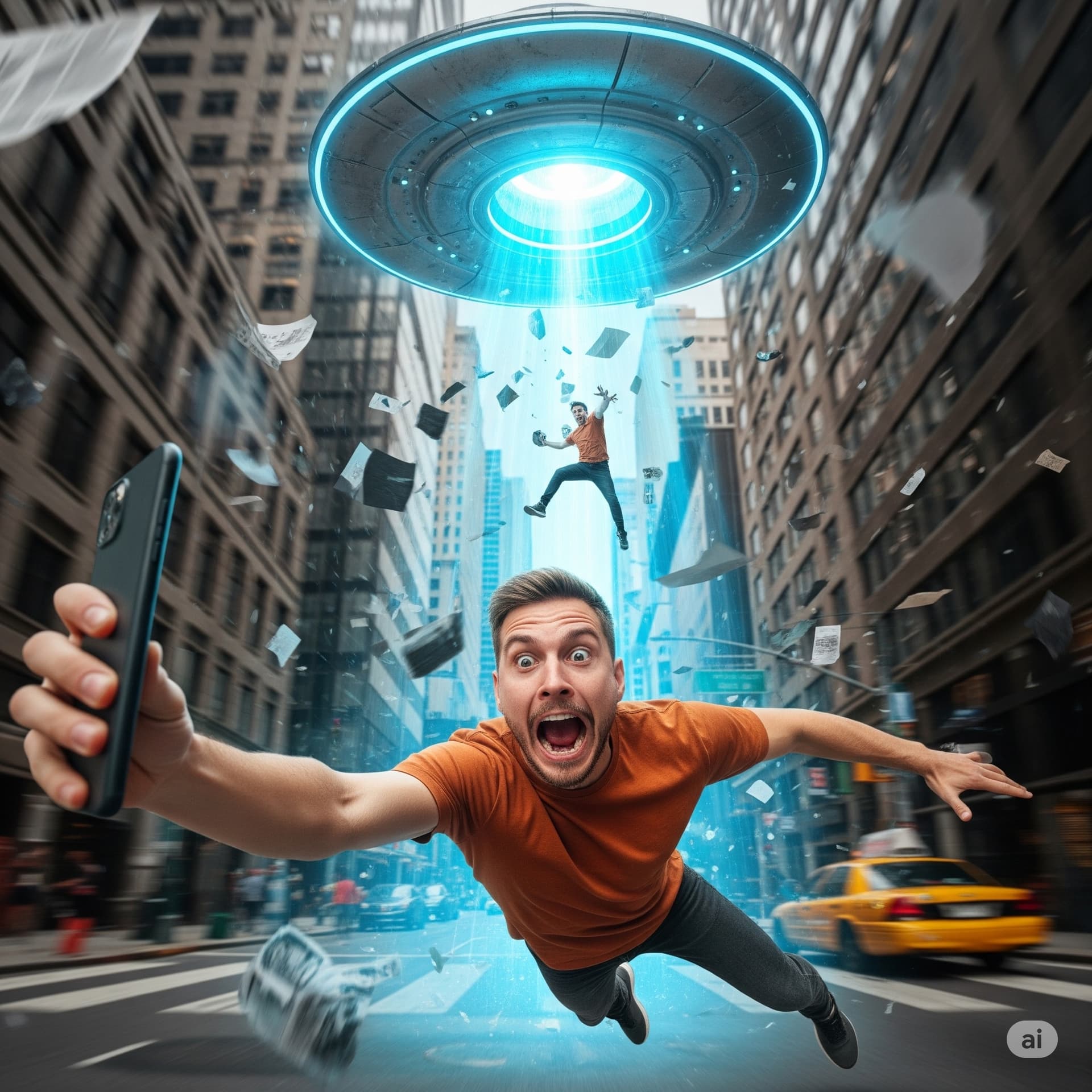 AI generated: {
  "scene": {
    "type": "urban sci-fi chaos",
    "setting": {
      "location": "city street...