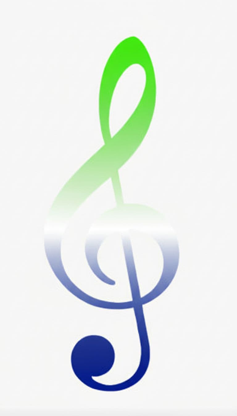AI generated: "Recreate the attached treble clef music symbol, but apply a smooth vertical gradient fill that tran...