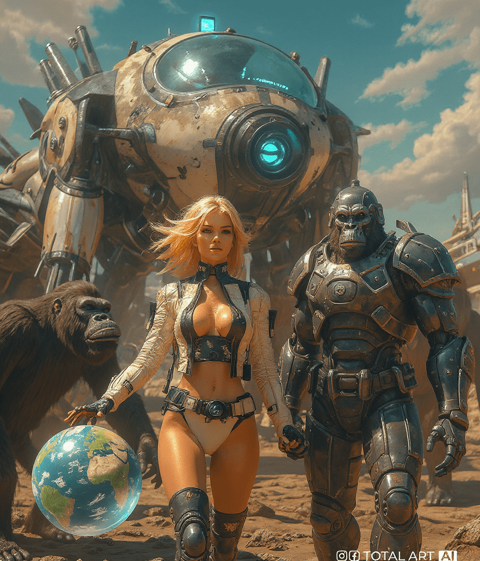 AI generated: Syd Mead style futuristic cyber dieselpunk hovercraft, beautiful European young long hair blonde wom...