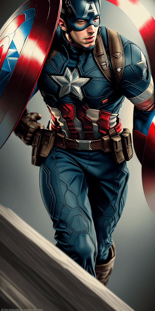 AI generated: Captain America in dynamics, highly detailed, packed with hidden details, style, high dynamic range,...