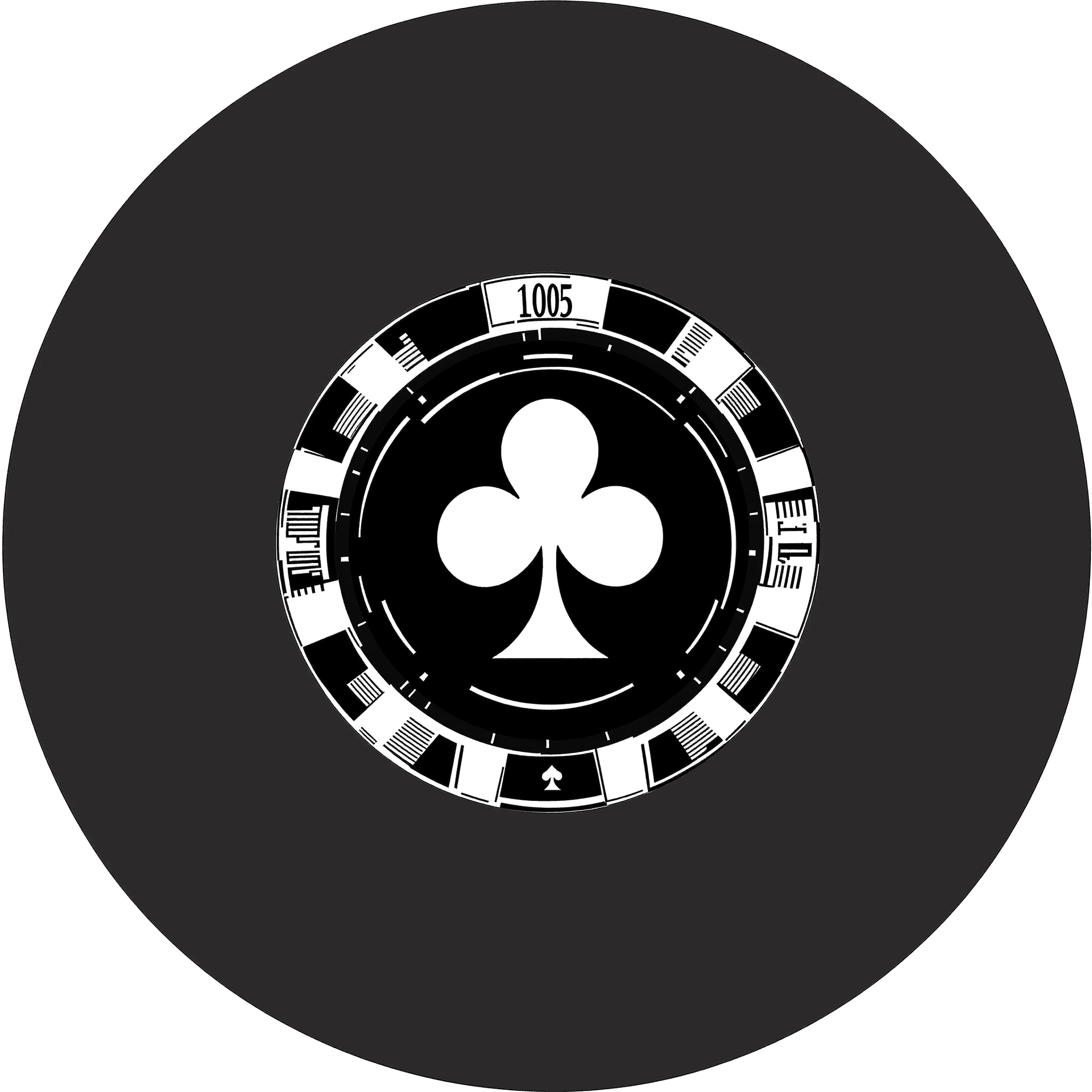 AI generated: Circular poker chip, black and white, casino style, simple design. Detailed graphic of a poker chip ...