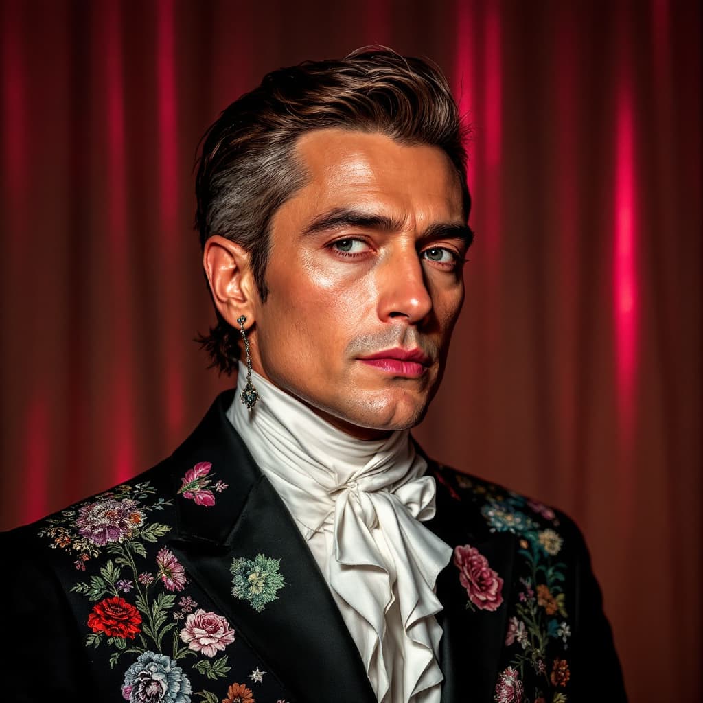 AI generated: please create a image of the mexican politician volodimir zelensky dressed like a women 
