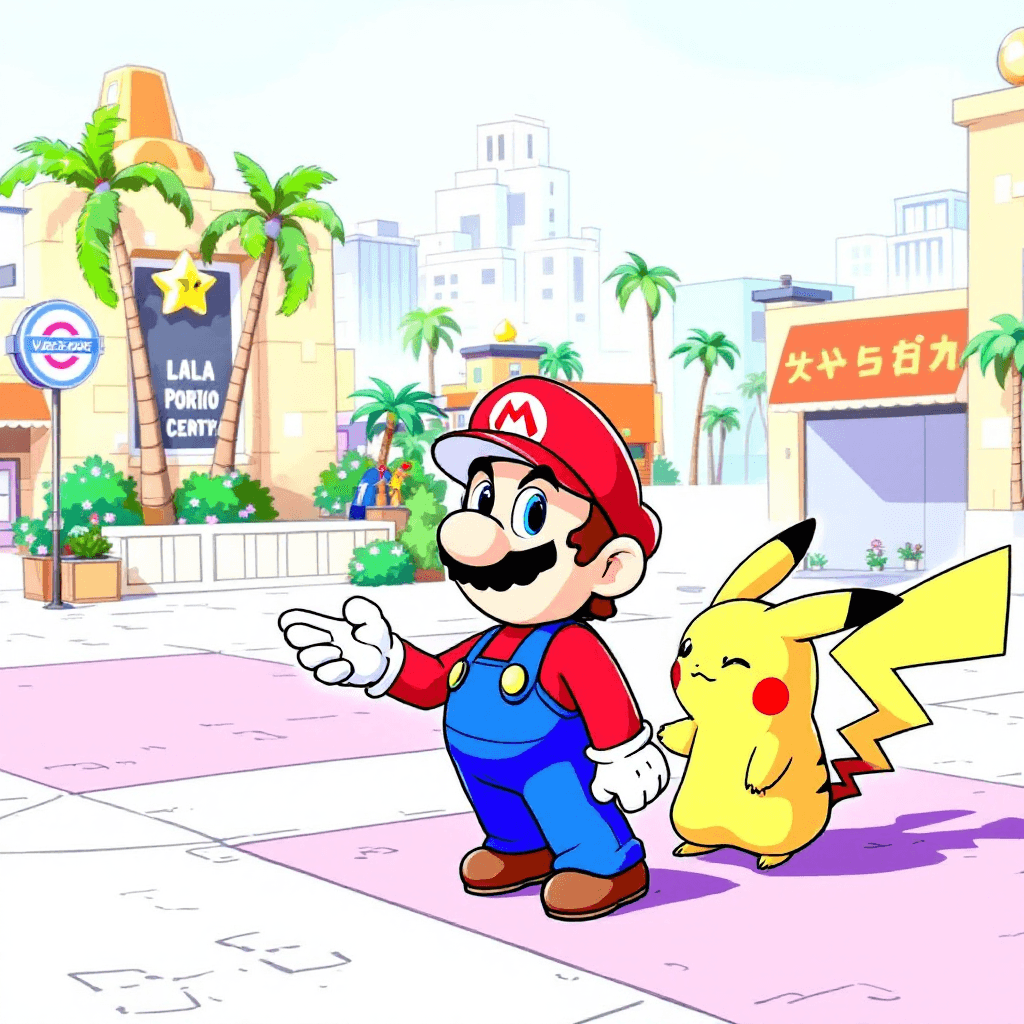 AI generated: Mario meets pikachu in lalaport