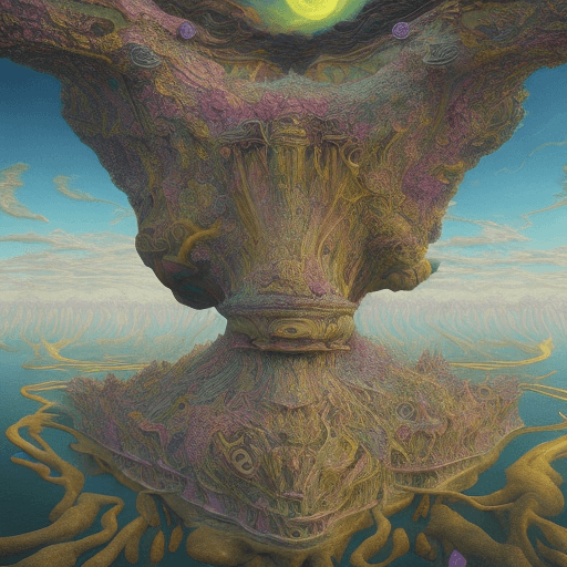 AI generated: A surreal and mind-bending scene of unimaginable proportions, depicting a dreamlike landscape filled...