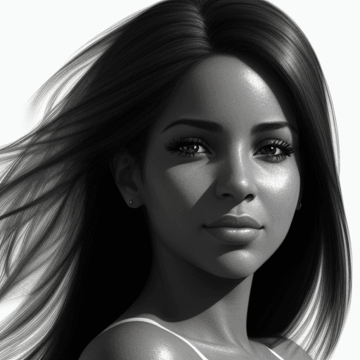 AI generated: Realistic Black and white sketch of a beautiful Cuban woman, white background, hyper detailed, shado...