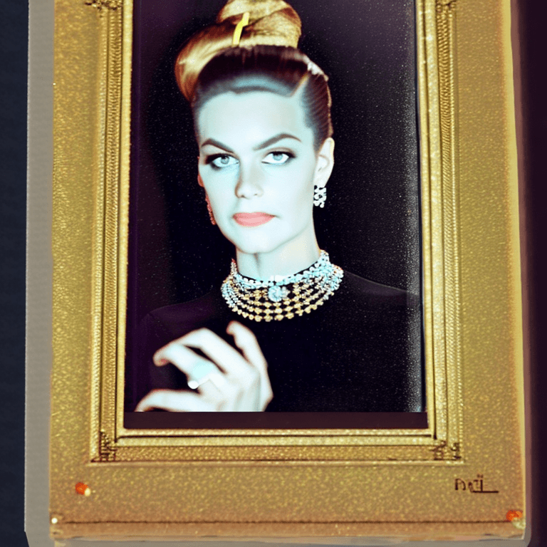 AI generated: The image features a woman wearing a black dress and a black choker necklace. She is posing for a pi...