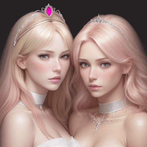 AI generated: best quality, ultra detailed, detailed face, detailed skin, two women, white women, beautiful brown ...