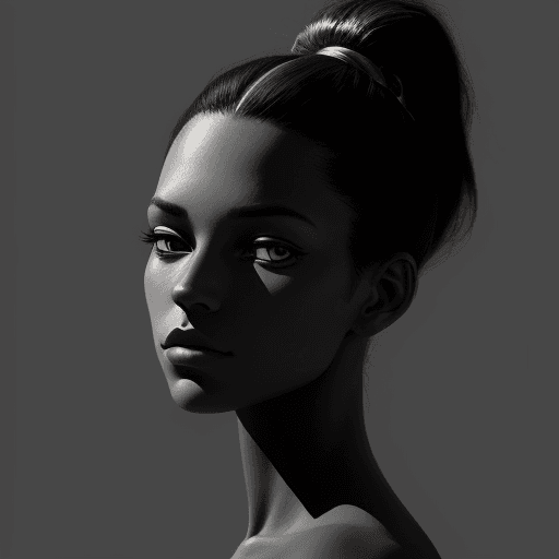 AI generated: a black and white photo of a woman with shadow. , in the style of minimalist beauty, light bronze an...