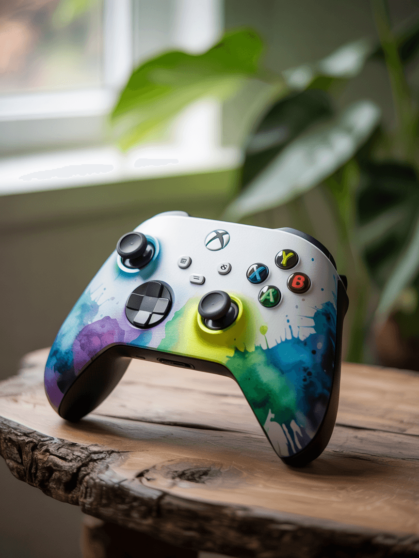 AI generated: watercolor xbox controller
