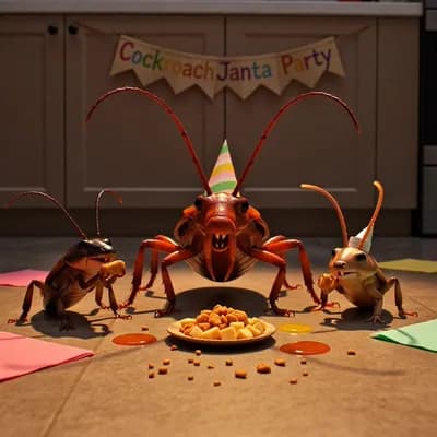 AI generated video: Cockroach janta party