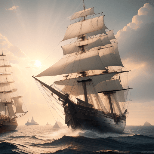 AI generated: Photo of a ultra realistic sailing ship, dramatic light, pale sunrise, cinematic lighting, battered,...